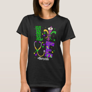 T-shirt Leopard Love Nurse Life Scrub Nurse Mardi Gras W