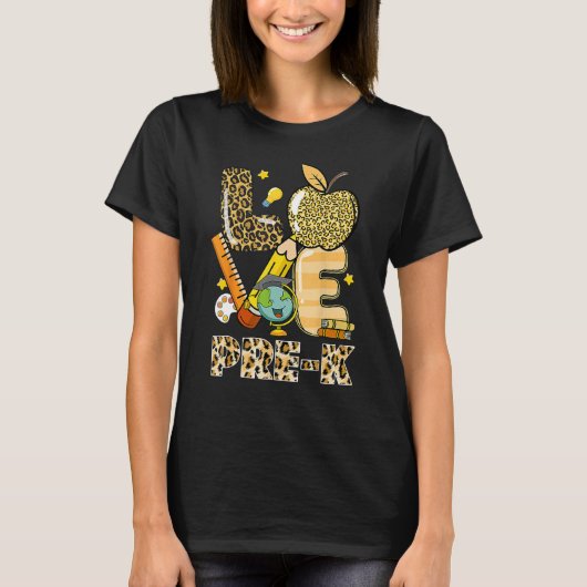 T-shirt Leopard Love Teaching Pre K Back To School Teacher (Devant)