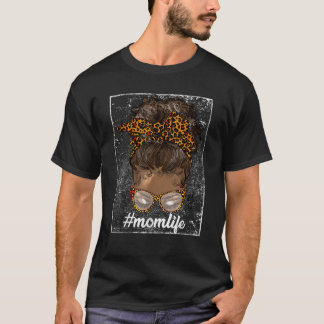T-shirt Leopard Maman Vie Messy Bun Bleached Maman Fille M