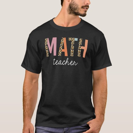 T-shirt Leopard Math Enseignant Cute Retour À L'École Four (Devant)