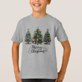 T-shirt Leopard Merry Christmas Tree Coquette Bow Xmas (Devant)