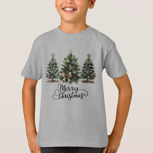 T-shirt Leopard Merry Christmas Tree Coquette Bow Xmas (Devant)