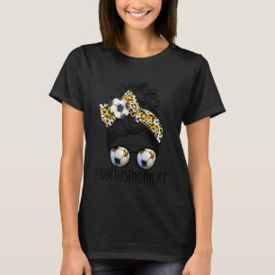 T-shirt Leopard Messy Bun Bonus Maman Vie Soccer Maman Mèr