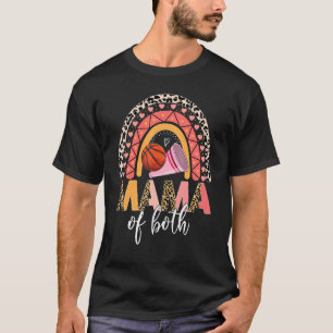 T-shirt Leopard Messy Bun Cheer Basketball Maman Des Deux