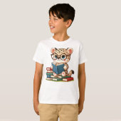 T-shirt Léopard Mignon en Train de Lire (Devant entier)