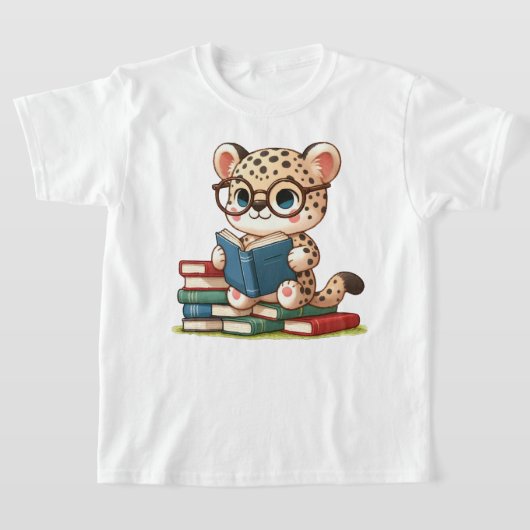 T-shirt Léopard Mignon en Train de Lire (Poser)