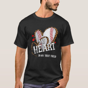 T-shirt Leopard Mon Coeur Est Sur Ce Champ De Baseball Fem