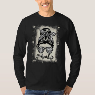 T-shirt Leopard Motif Messy Bun Classy Maman Vie Mère