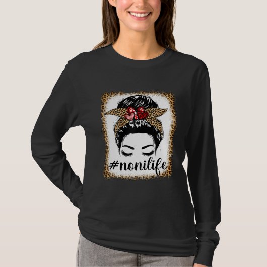 T-shirt Leopard Noni Life Messy Bun Bleaches Mother s Day  (Devant)