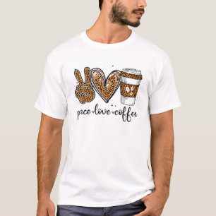 T-shirt Leopard Peace Lovers Coffee Amateurs de cadeaux hi
