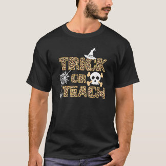 T-shirt Leopard Peau enseignant école mignonne Trick ou en