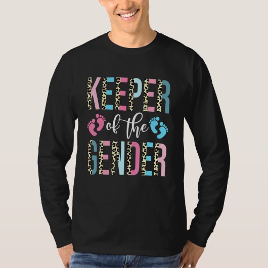 T-shirt Leopard Pink Or Blue Cute Keeper Of Gender Design (Devant)