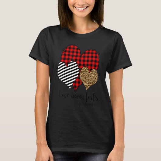T-shirt Leopard & Plaid Imprimer Coeur Valentine Amour Jam (Devant)