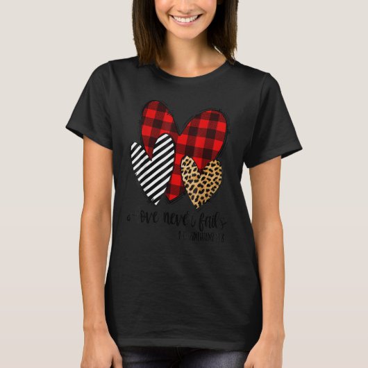 T-shirt Leopard & Plaid Imprimer Coeur Valentine Amour Jam (Devant)