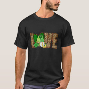 T-shirt Leopard Plaid Love Nordic Gnomes Shamrock St Patri