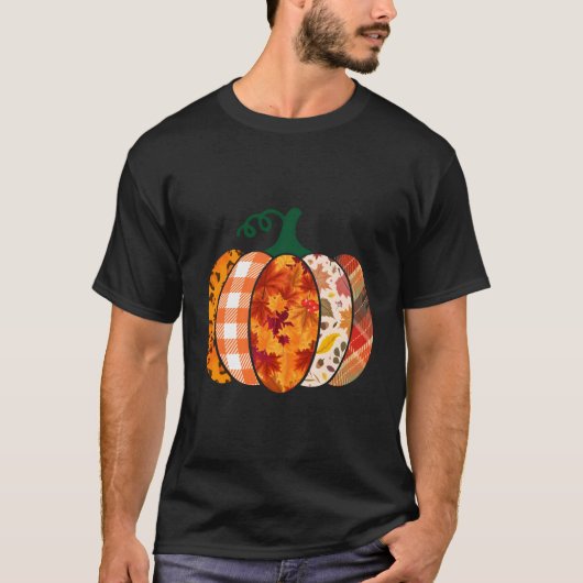 T-shirt Leopard Plaid Maple Leaf Citrouille Automne automn (Devant)