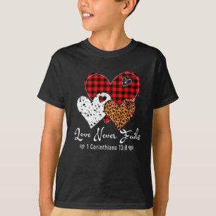 T-shirt Leopard Plaid Print Heart Valentine Love Never