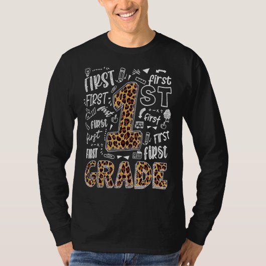 T-shirt Leopard Print 1st Grade Teacher Kids Back To Scho (Devant)