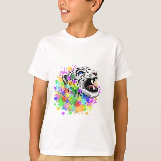 T-shirt Leopard Psychedelic Paint Splats (Devant)