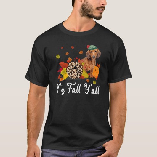T-shirt Leopard Pumpkin Falling It's Fall Y'all Yellow Dac (Devant)