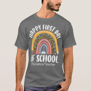 T-shirt Leopard Rainbow Science Enseignant Premier Jour Re
