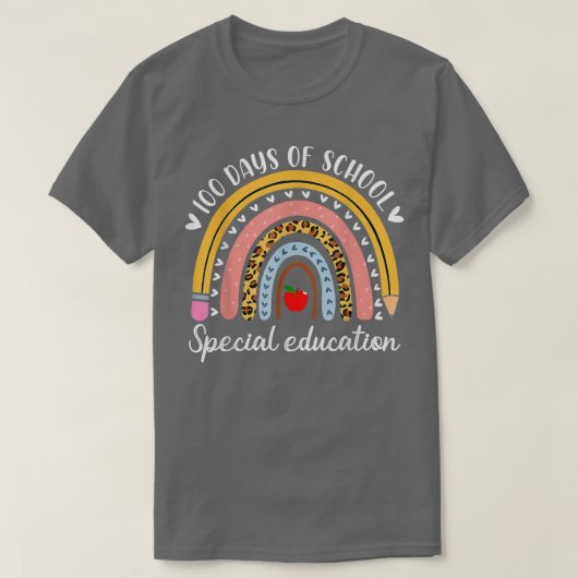 T-shirt Leopard Rainbow Special Education Funny 100 Days O (Design devant)