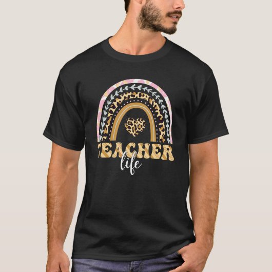 T-shirt Leopard Rainbow Teacher Life Teaching Teacher Day  (Devant)