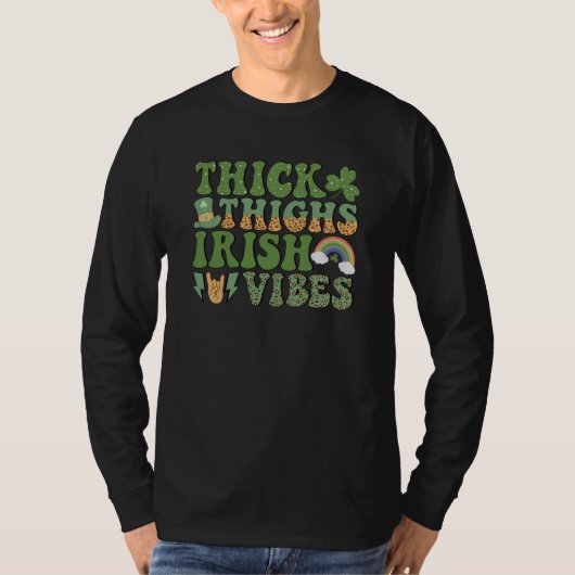 T-shirt Leopard Rainbow Thick Thighs Irish Vibes St Patric (Devant)