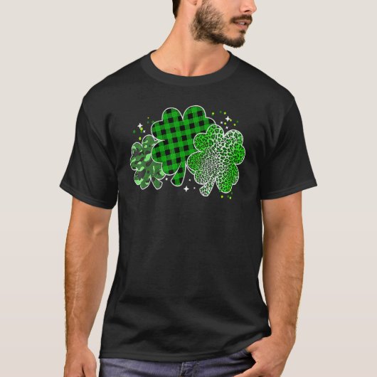T-shirt Leopard Shamrock Lucky Charm Men Women Irish St Pa (Devant)
