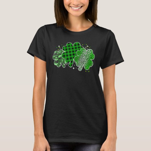 T-shirt Leopard Shamrock Lucky Charm Men Women Irish St Pa (Devant)