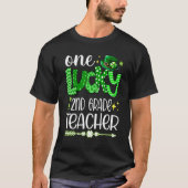 T-shirt Leopard Shamrock One Lucky 2nd Grade Teacher St Pa (Devant)