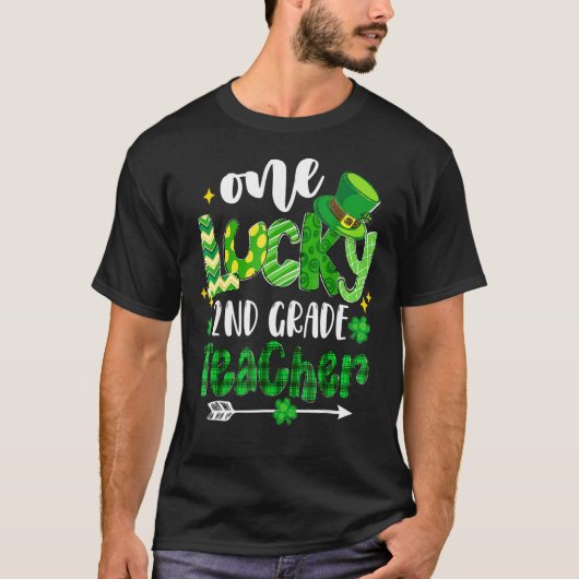 T-shirt Leopard Shamrock One Lucky Enseignant de 2e année (Devant)