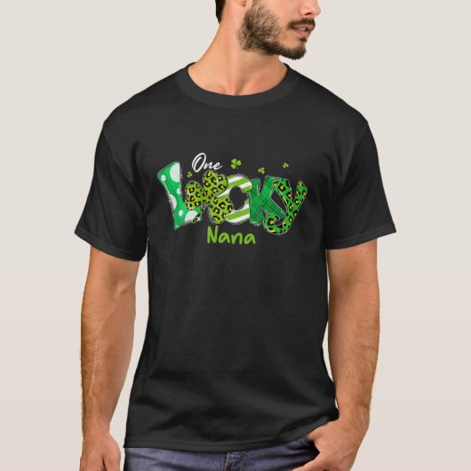 T-shirt Leopard Shamrock One Lucky Nana Jour de la Saint P (Devant)
