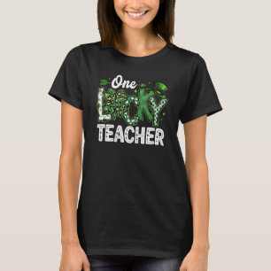 T-shirt Leopard Shamrock One Lucky Teacher St. Patrick's D