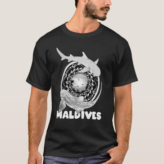 T-shirt Leopard Shark Whitetip Reef Shark Maldives Diving (Devant)
