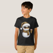T-shirt Leopard Snowman With Sungles Funny Christmas Women (Devant entier)