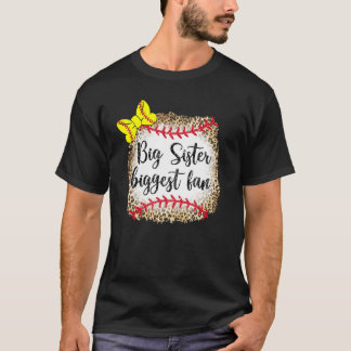 T-shirt Leopard Softball Big Sister Plus Grand Jeu De Vent