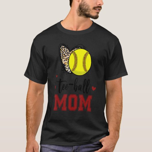T-shirt Leopard Softball Maman Ball Maman Coeur Fête des M (Devant)