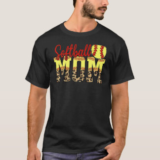 T-shirt Leopard Softball Maman Jour des Mères Fête 2022