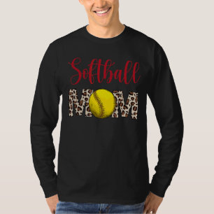 T-shirt Leopard Softball Maman Softball Jour Vibes Mothe