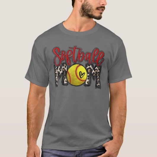 T-shirt Leopard Softball Maman Softball Jour Vibes Mothe (Devant)