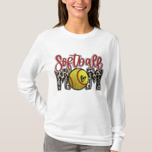 T-shirt Leopard Softball Maman Softball Jour Vibes Mothe