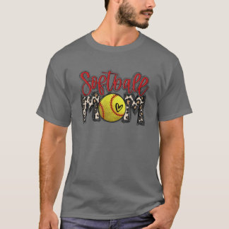 T-shirt Leopard Softball Maman Softball Jour Vibes Mothe