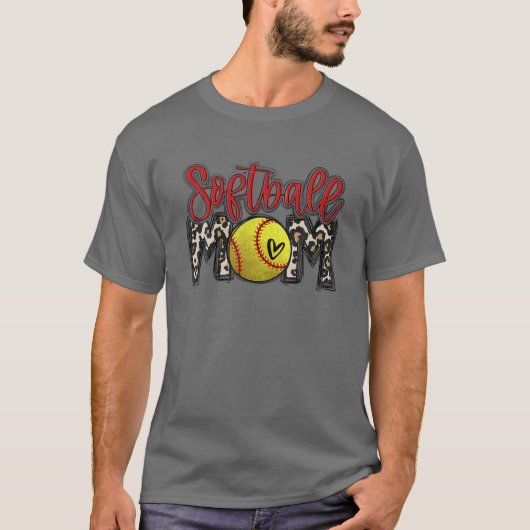 T-shirt Leopard Softball Maman Softball Jour Vibes Mothe (Devant)
