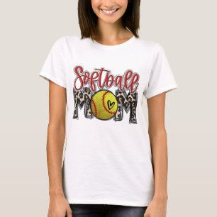 T-shirt Leopard Softball Maman Softball Jour Vibes Mothe