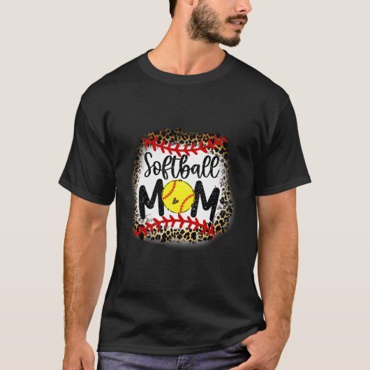 T-shirt Leopard Softball Mom Softball Mom (Devant)