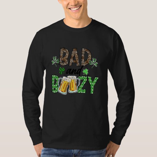 T-shirt Leopard St Patrick's Day Bad And Boozy Beer Drinki (Devant)