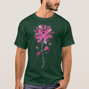 T-shirt Leopard Tournesol rose Papillon Cancer du sein Awa