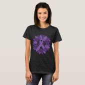 T-shirt Leopard Tournesol violet Ribbon Fibromyalgie Aware (Devant entier)