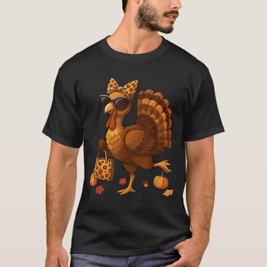 T-shirt Leopard Turkey with Sunglasses Funny Thanksgiving (Devant)